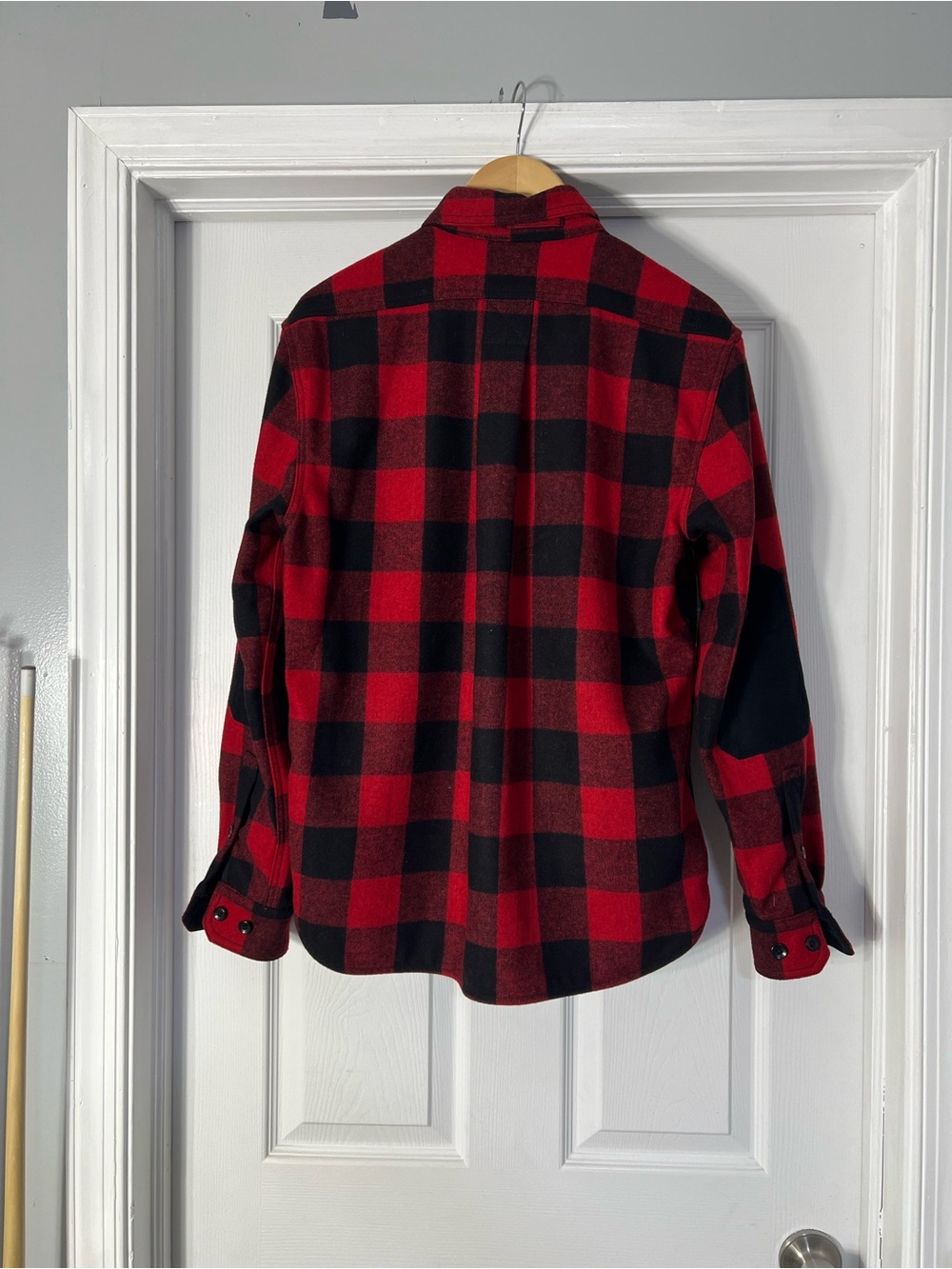 Banana Republic Red and Black Plaid Wool Shirt Jacket - Picture 2 of 4
